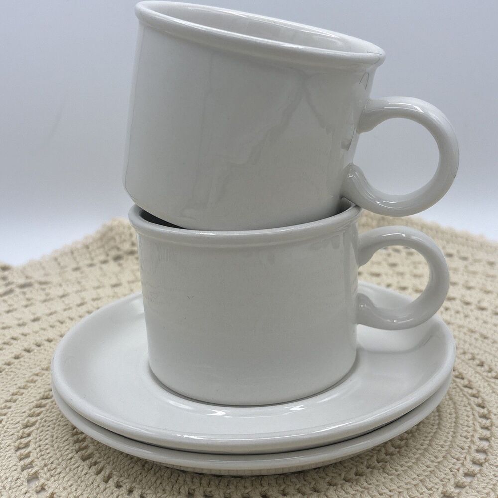Midwinter Stonehenge White 2 Cup & Saucer Sets England by Wedgewood EUC